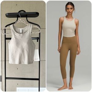 Lululemon Ebb to Street Cropped Racerback Tank Top/ colour：Raw Linen/ size：8